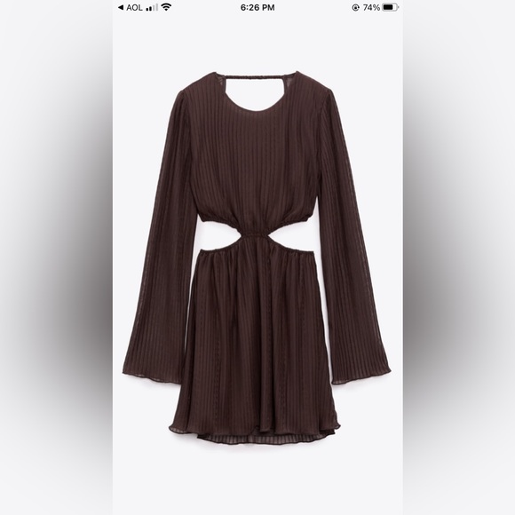 zara brown cut out dress Draped cut out dress ZARA M (8-10) Like new